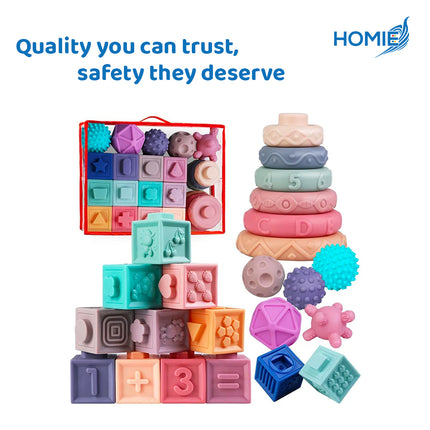 3 IN 1 MONTESSORI TOYS FOR BABIES soft baby teething toys sensory development (0 Months Plus)