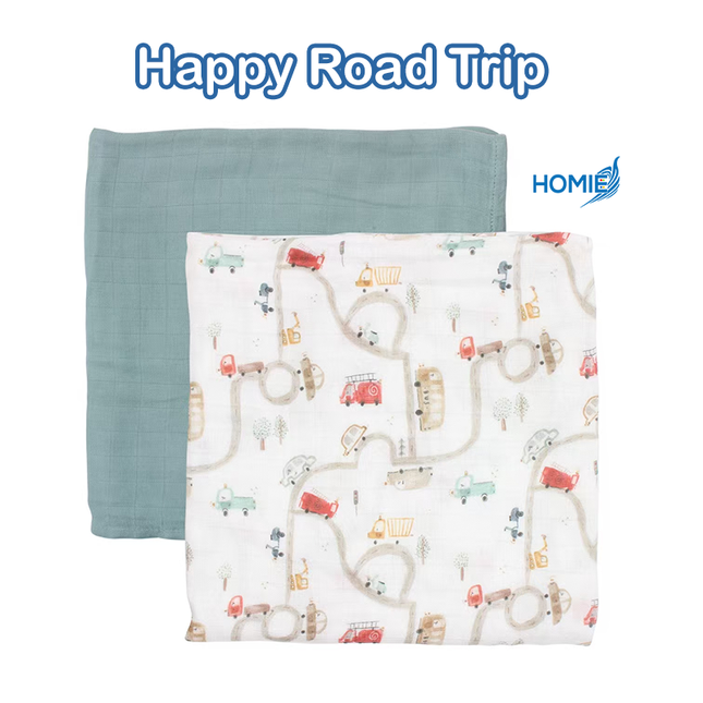 Homie Bamboo Muslin Swaddle Duo (2 Qty in Box)