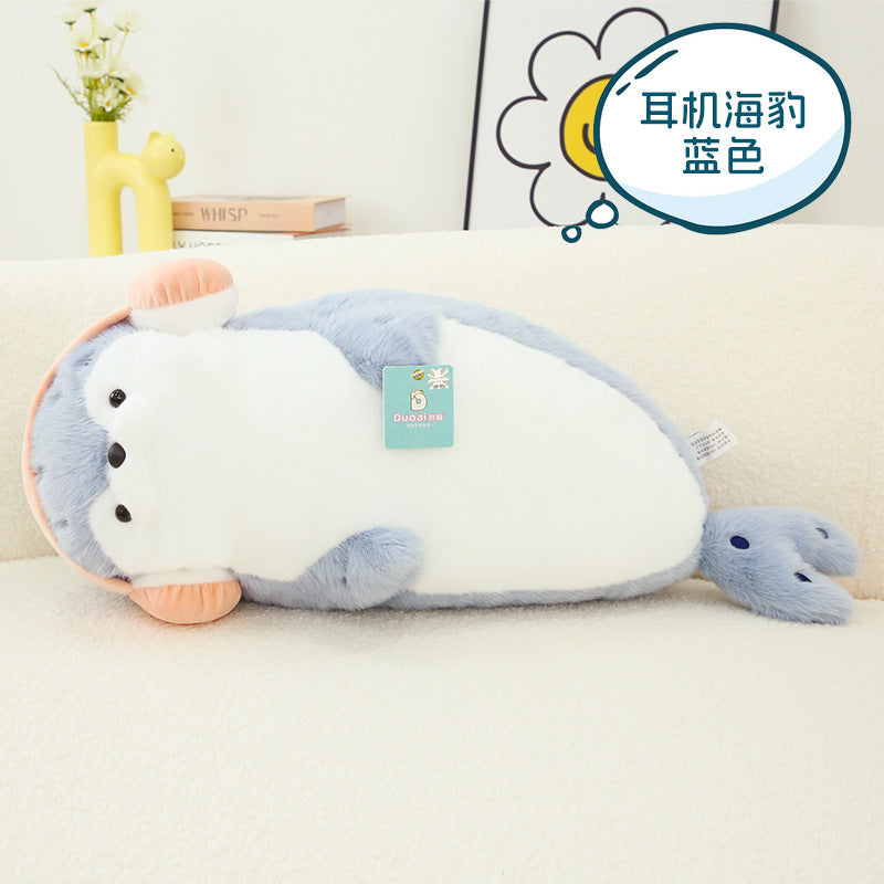 Headphone Seal Plush Stuffed Soothing Sleep Toy 【70CM】