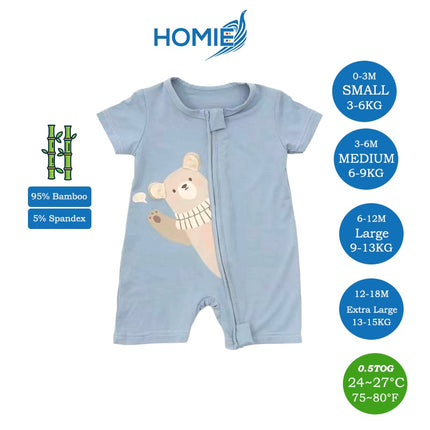 Bamboo Short Sleeve with ZIPPER Sleepsuit/Baby Rompers 2026