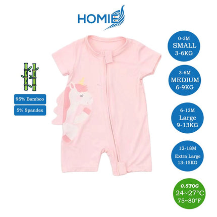 Bamboo Short Sleeve with ZIPPER Sleepsuit/Baby Rompers 2026