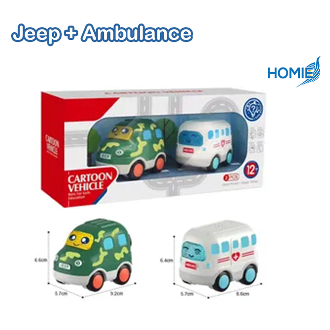 HOMIE Early Educational Cartoon Vehicle/Cute Car Toddler Kids Toy/ Mini Cars