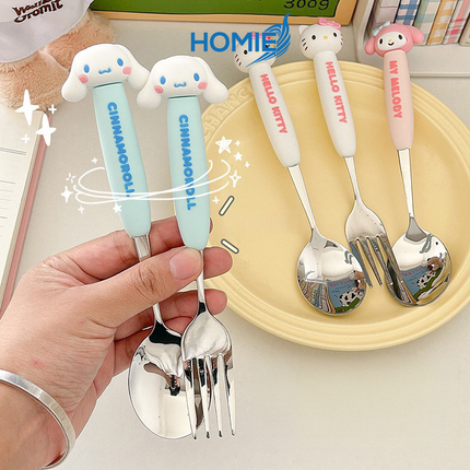 Kids Student Portable Tableware (Long Spoon & Fork) – Durable 304 Stainless Steel