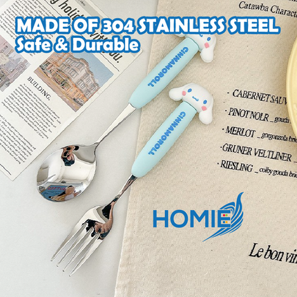 Kids Student Portable Tableware (Long Spoon & Fork) – Durable 304 Stainless Steel