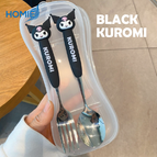 Long Spoon & Fork-Black KUROMI
