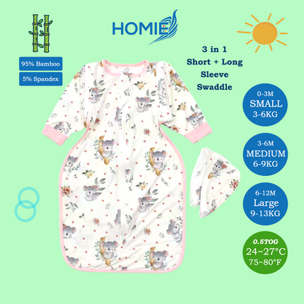 (B) 3in1 Swaddle Transitional Sleeping Bag / Ultra Soft Bamboo and Cotton Material