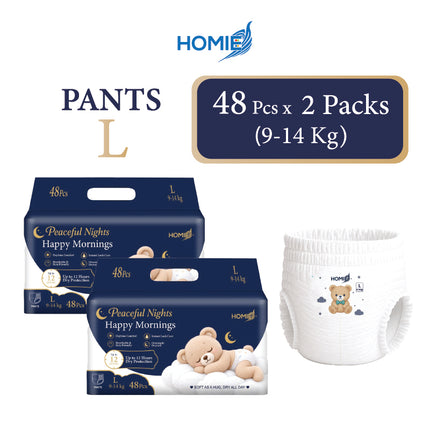 Bundle of 2 HOMIE Peaceful Nights Happy Mornings Premium Diaper & Pants