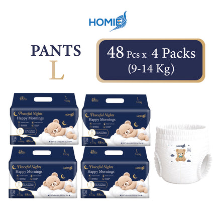 Bundle of 4 HOMIE Peaceful Nights Happy Mornings Premium Diaper & Pants