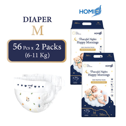 Bundle of 2 HOMIE Peaceful Nights Happy Mornings Premium Diaper & Pants