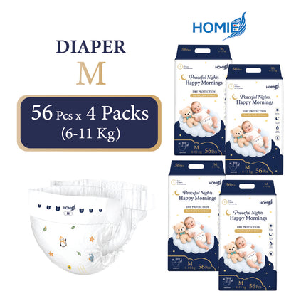 Bundle of 4 HOMIE Peaceful Nights Happy Mornings Premium Diaper & Pants