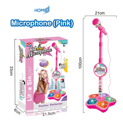 Microphone with Stand - Karaoke Toy with Music and Light