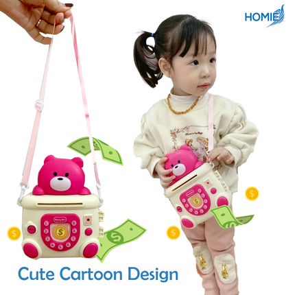 🐻HOMIE Bear Bank Money Jar with Music, Lights & Key Lock 🎶🔒Children Kids Intreactive Saving Money