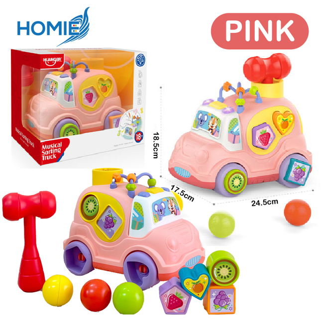 HOMIE Musical Light Shape Matching Sorting Truck Sets/Multi Early Educational Block Puzzel Car Toy
