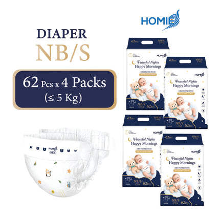 Bundle of 4 HOMIE Peaceful Nights Happy Mornings Premium Diaper & Pants