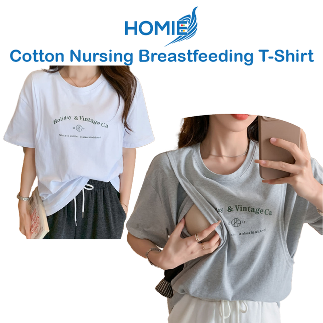 👚Cotton Nursing Breastfeeding Short-Sleeved T-Shirt / Maternity Breastfeedings Top Loose Fit Design