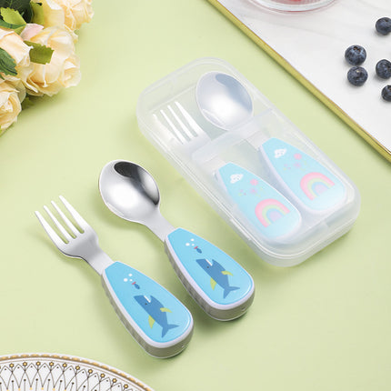 Short-Handle Spoon & Fork - Portable Kids 304 Stainless Steel Cutlery Set