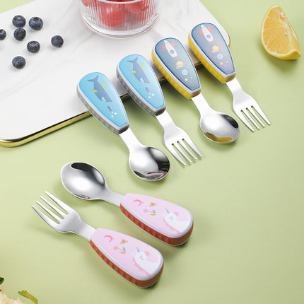 Short-Handle Spoon & Fork - Portable Kids 304 Stainless Steel Cutlery Set