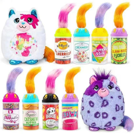 🌀 Fluffy Monster Curled-Tail Cat Plush Toy - Realistic Kitten Blind Box Keychain