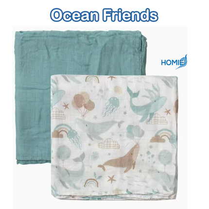 Homie Bamboo Muslin Swaddle Duo (2 Qty in Box)