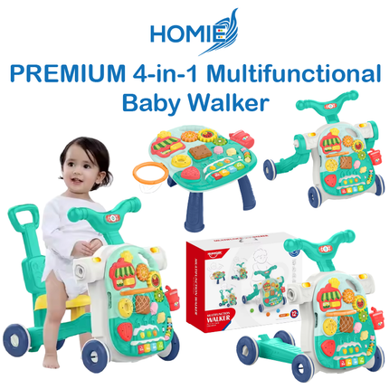 4 In 1 Walker Toy With Magnetic Drawing Board Musical Baby Rotating Walkers Toys