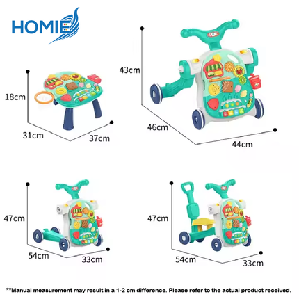 4 In 1 Walker Toy With Magnetic Drawing Board Musical Baby Rotating Walkers Toys