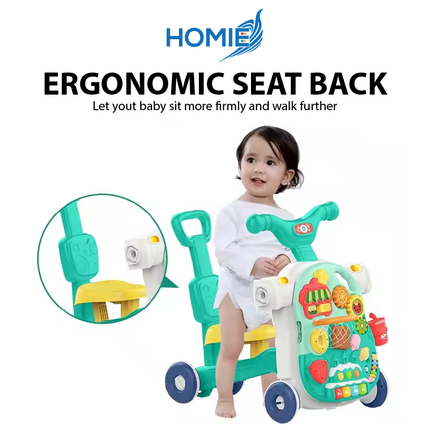 4 In 1 Walker Toy With Magnetic Drawing Board Musical Baby Rotating Walkers Toys