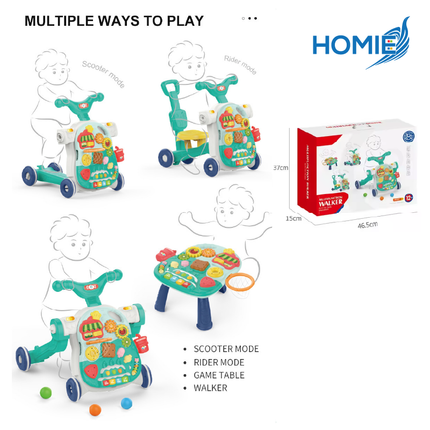 4 In 1 Walker Toy With Magnetic Drawing Board Musical Baby Rotating Walkers Toys