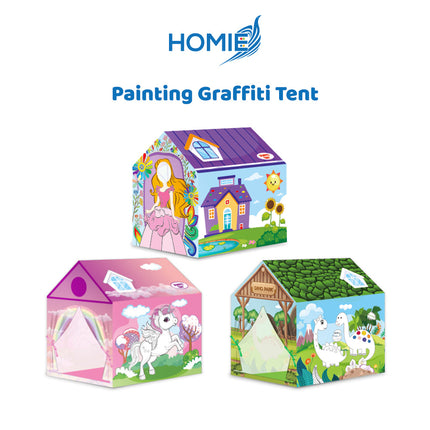 PAINTING GRAFFITI TENT diy coloring playhouse for kids creative art toy