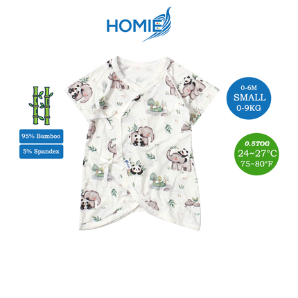 HOMIE 0-6m Bamboo Bodysuit Romper/Ribbon-side Romper