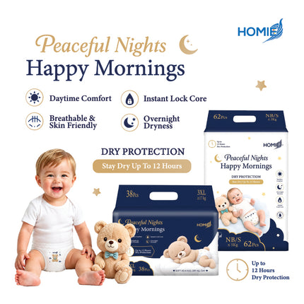1 Pack HOMIE Peaceful Nights Happy Mornings Premium Diaper & Pants