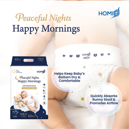 1 Pack HOMIE Peaceful Nights Happy Mornings Premium Diaper & Pants