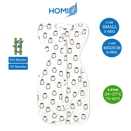 Baby Bamboo Swaddle and Sleeping Bag - Arms Up Position Baby Sleepsack 0-3M/3-6M