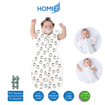 (B) 2 in 1 Transitional Swaddle Cotton & Bamboo Material