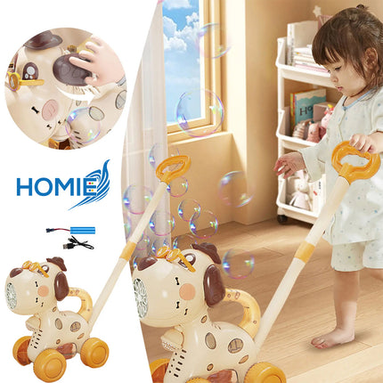 PUSH WALKER BUBBLE MACHINE automatic bubbles blower walking guide toy