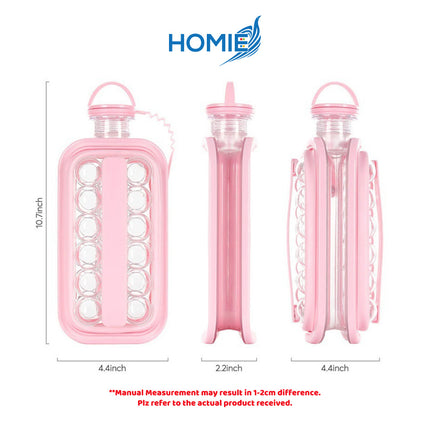 ICE CUBE MAKING BOTTLE portable silicone ice ball maker kettle (2-in-1 Design)