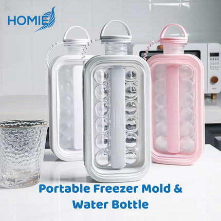 ICE CUBE MAKING BOTTLE portable silicone ice ball maker kettle (2-in-1 Design)