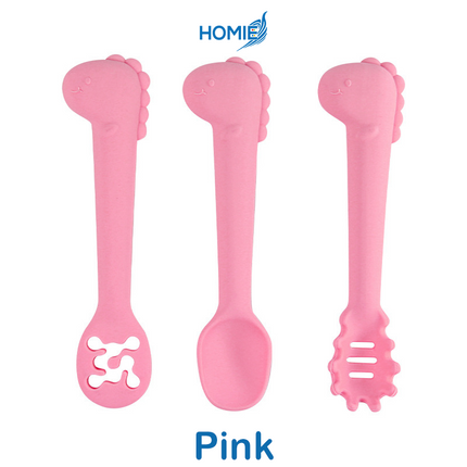 Silicone Baby Training Self-Feeding Spoon Set (Food-Safe Silicone for 1+ Year Olds)