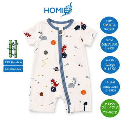 Bamboo Short Sleeve with ZIPPER Sleepsuit/Baby Rompers 2026