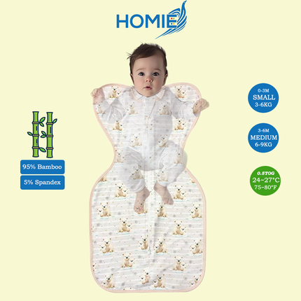 ARMS UP SWADDLE AND SLEEPING BAG organic bamboo cotton infant sleep sack (Small and Medium Only)