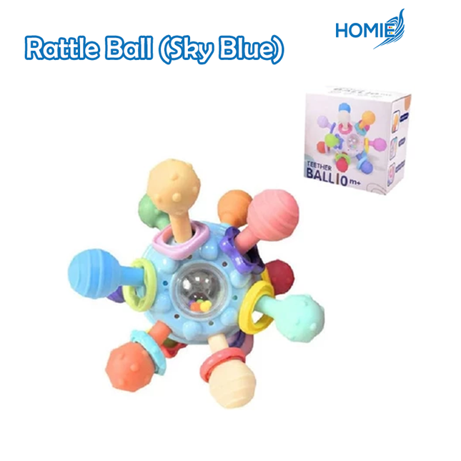 0 to 12 Months Rotating Rattle Ball Toy Silicone Teether