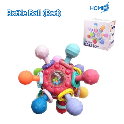 0 to 12 Months Rotating Rattle Ball Toy Silicone Teether