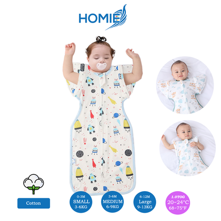 (B) 2 in 1 Transitional Swaddle Cotton & Bamboo Material