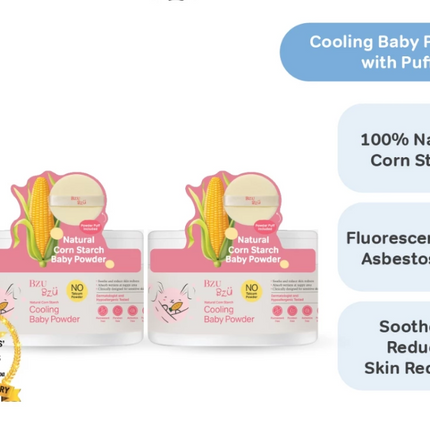 BZU BZU Cooling Baby Powder Bundle Deal, 140g | Natural Corn Starch | Designed for Sensitive Skin