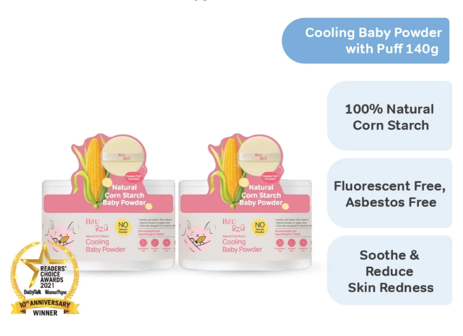 BZU BZU Cooling Baby Powder Bundle Deal, 140g | Natural Corn Starch | Designed for Sensitive Skin