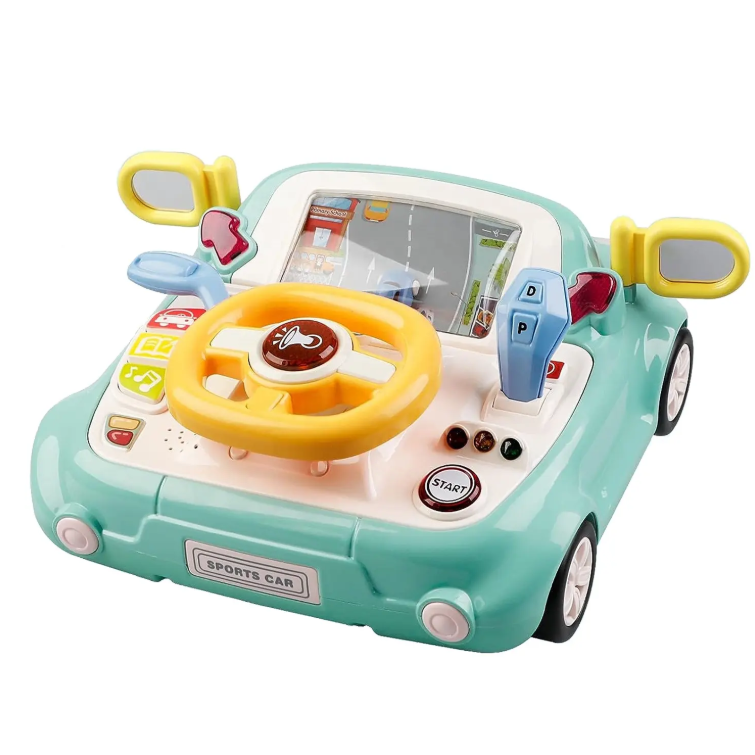 Children baby musical electric steering wheel simulate toys with light music