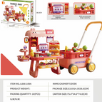Mobile Cashier Desk with Shopping Cart (Pink)