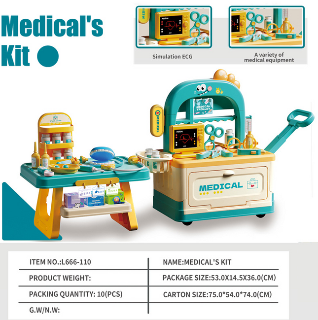 Mobile Carriers Pre Tend Play Set Kitchen / Medical Clinic and Cashier Counter