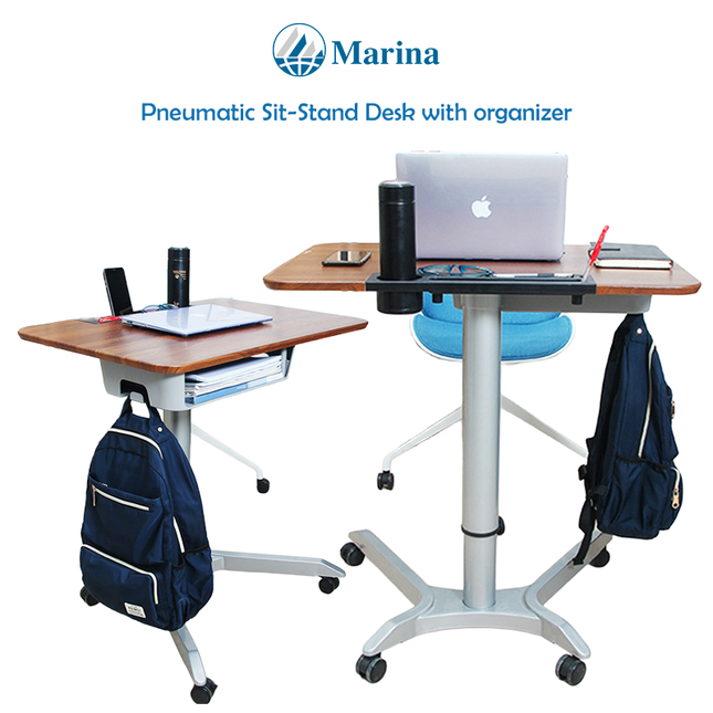 Pneumatic Sit-Stand Desk with Storage (6 Months Warranty+ FREE Installation)