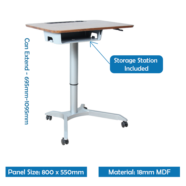 Pneumatic Sit-Stand Desk with Storage (6 Months Warranty+ FREE Installation)