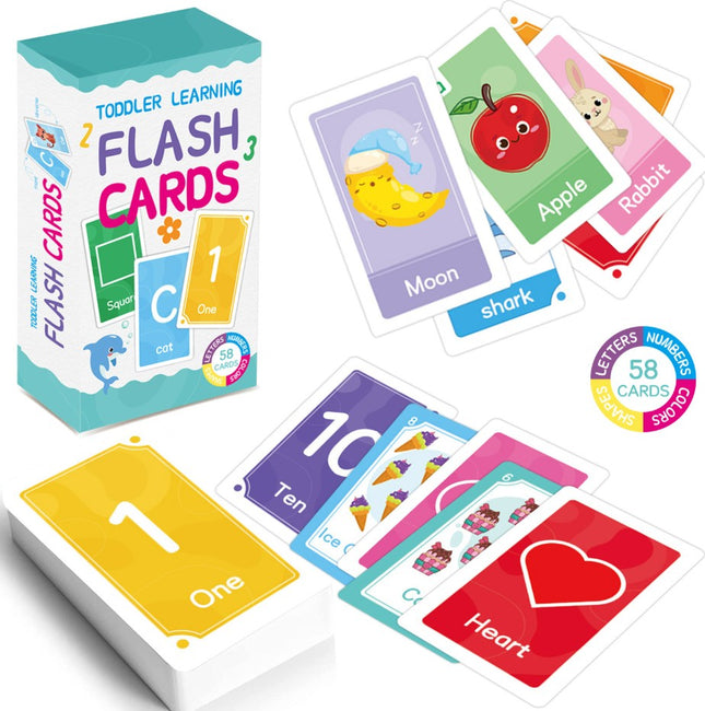 Flash Cards, word shapes, colors, numbers, English letters, recognition cards